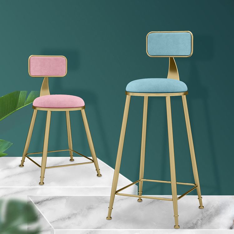 Nordic Armless Backrest Counter Stool Iron KitchenBar Stool with Cushion and Pedal