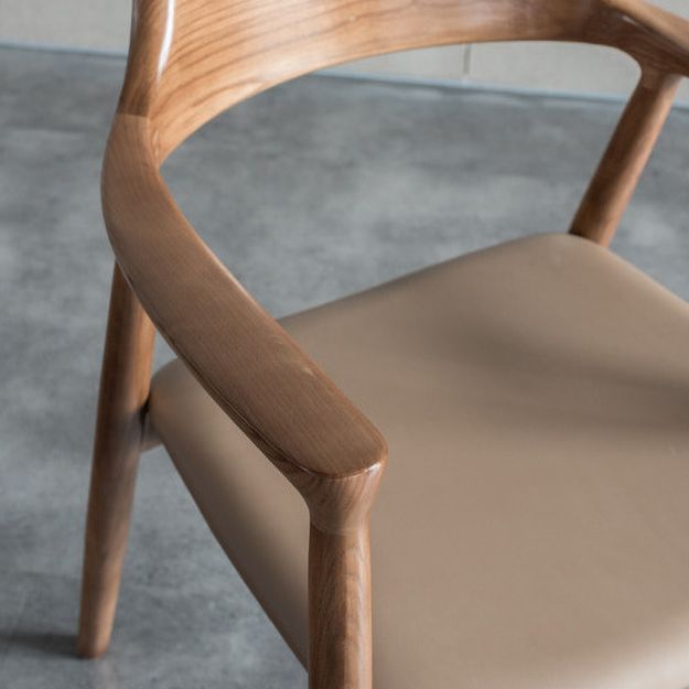 Traditional Open Back Chair Dining Arm Chair with Wooden Legs for Kitchen