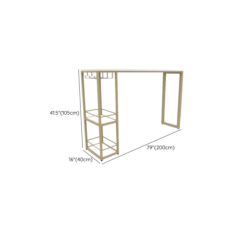 Glam Style Rectangle Bar Table Storable Base for Living Room