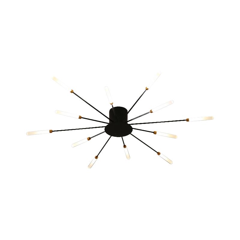 Lámpara de techo con ráfaga negra/dorada, lámpara LED acrílica semiempotrada contemporánea de 12/18/28 luces para dormitorio