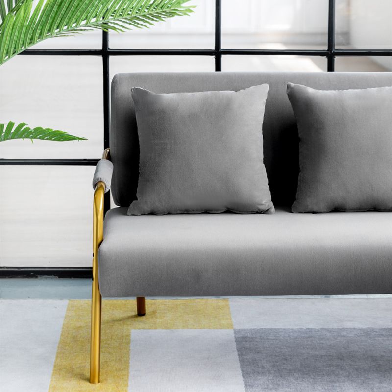 28.35" High Velvet 3-seater Sofa with Square Arm for Apartment