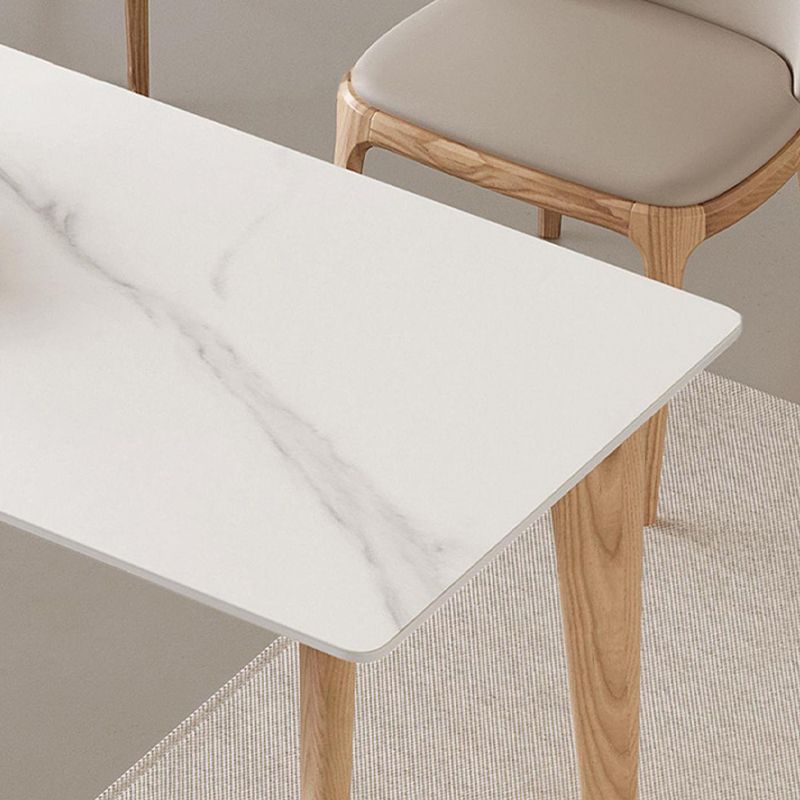 Medieval Rectangle Dining Table Sintered Stone Table with Wooden Legs