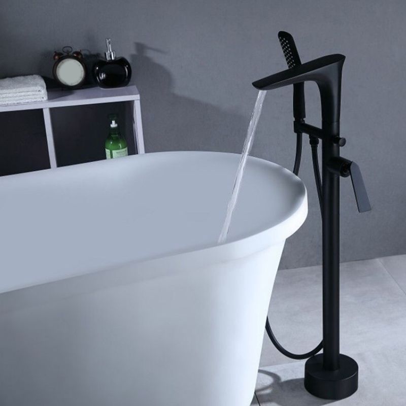 Floor Mounted Copper Bathtub Faucet Single Handle Freestanding Tub Filler Trim
