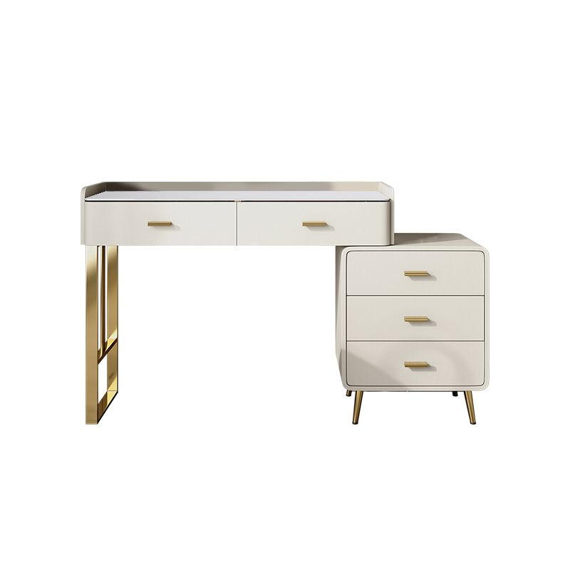5 Drawers Makeup Table Desk Vanity Stone Top Dresser in White