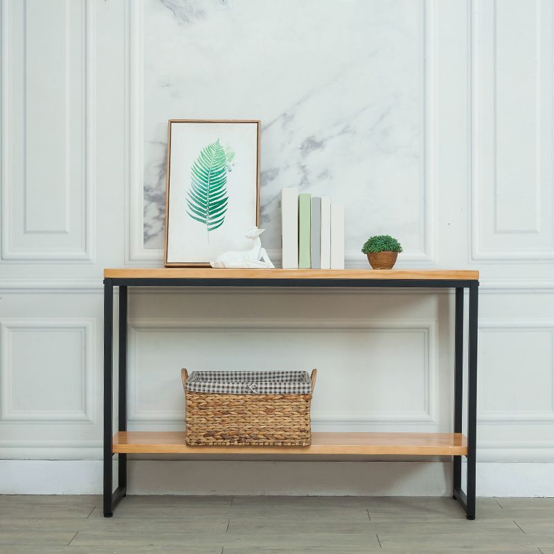 Mid-Century Modern 31.5" Tall Console Table Wooden End Table with Shelves