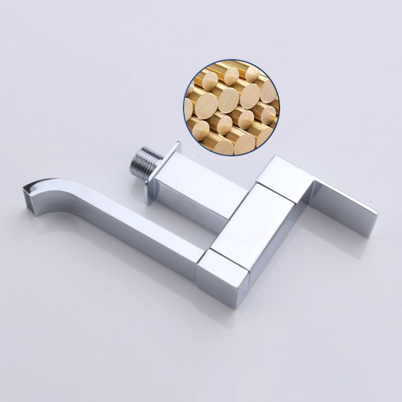 Contemporary Wall Mounted Bathroom Faucet Lever Handles Low Arc Rotatable Brass Faucet