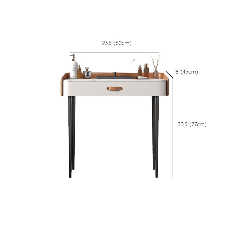 Stone Top Make-up Vanity Orange Solid Wood Vanity Dressing Table Set