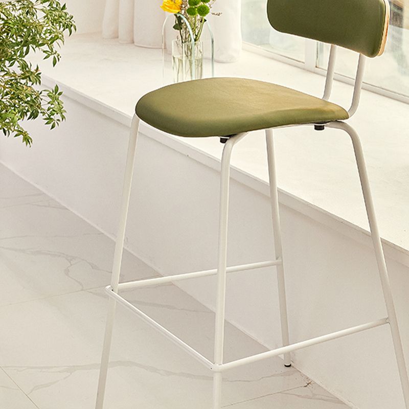 Modern Backrest Armless Counter Stool Leather Upholstered Bar Stool with Metal Base