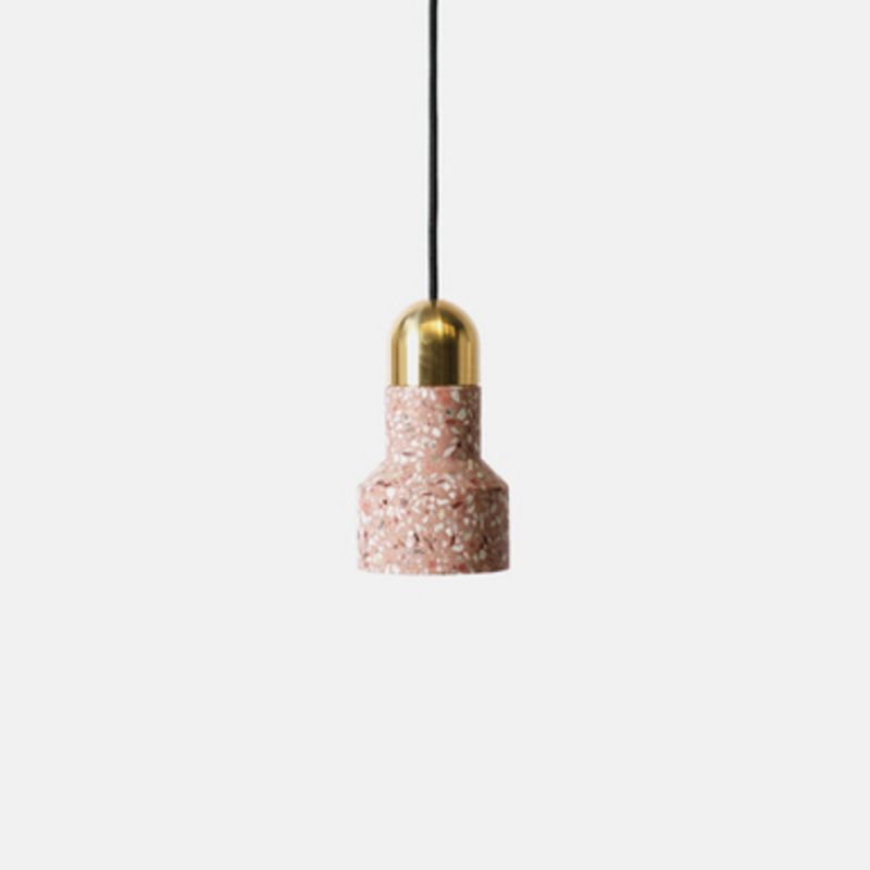 Flashlight Shaped Living Room Suspension Lighting Terrazzo 1-Light Nordic Style Pendant Ceiling Light