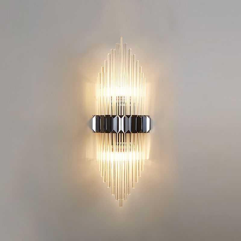 2 Light Unique Wall Sconce Postmodern Style Crystal Wall Lighting for Bedroom