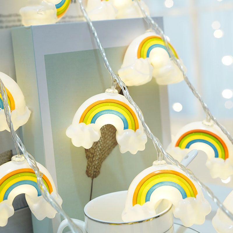 Plastic Rainbow LED Fairy Lighting Decorative White Battery Powered String Light for Bedroom