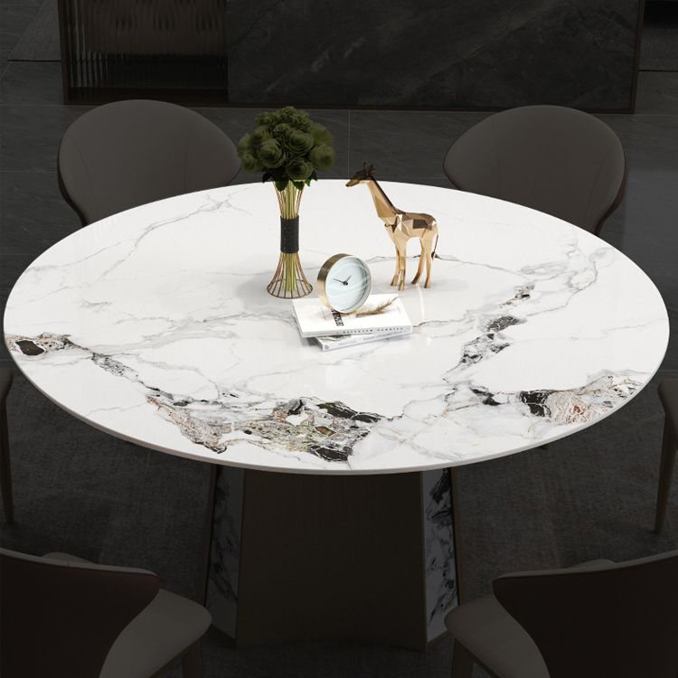 Modern Dining Sintered Stone Table Dining Round Table with Metal Legs for Home Use