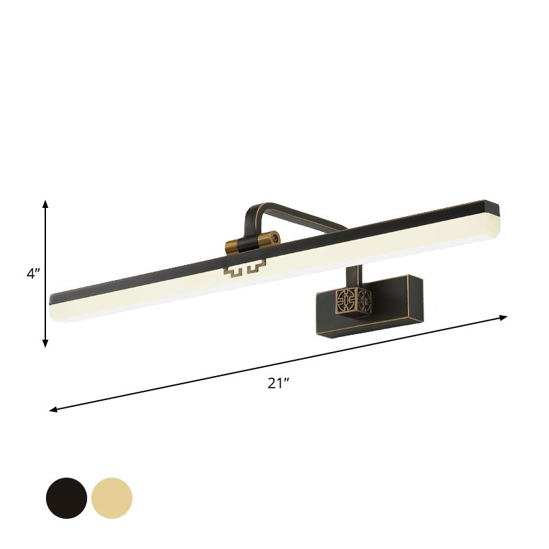 Contemporary Elongated Wall Sconce Metal Dressing Table LED Wall Vanity Light in Black/Brass