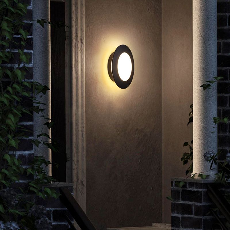 1 - Light Interior LED Wall Light Contemporary Round Black Wall Mount