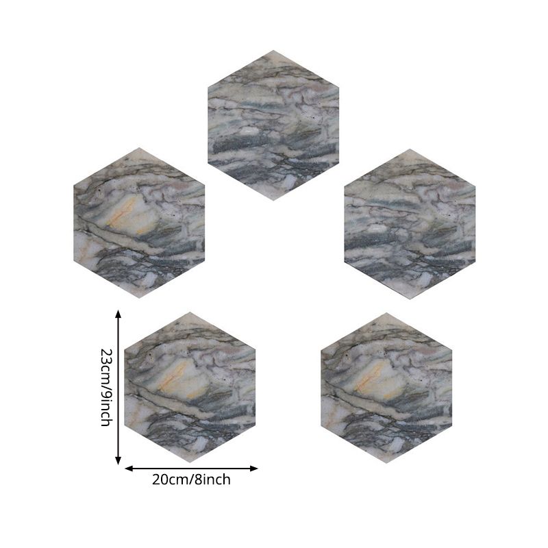 Grey Marble Effect Wallpaper Panel Set Peel and Paste Wall Covering for Living Room