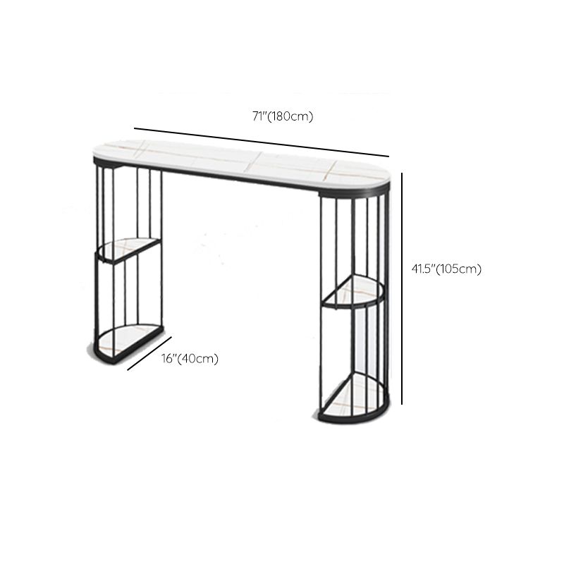 Glam Oval Bar Table Set 1/3 Pieces Stone Counter Table with Upholstered Stools