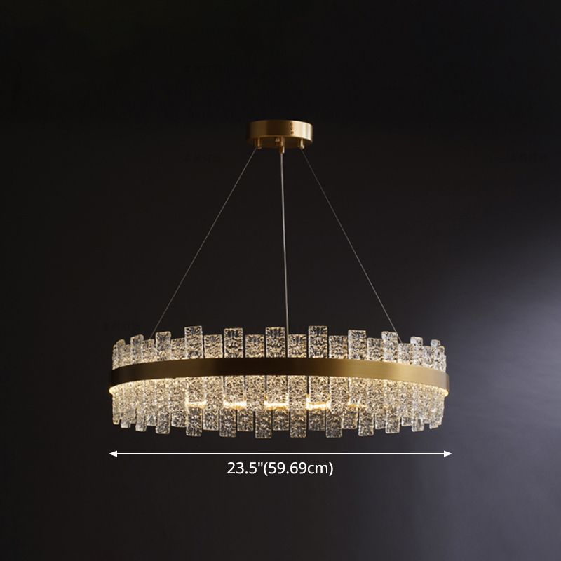 Rippled Crystal Loop Shaped Pendant Light Modern Brass Plated LED Island Ceiling Light