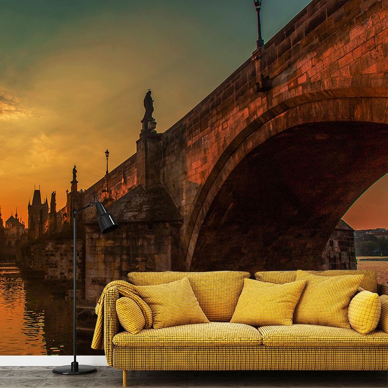 Stone Bridge Architecture Wall Mural Stain Resistant for Bedroom