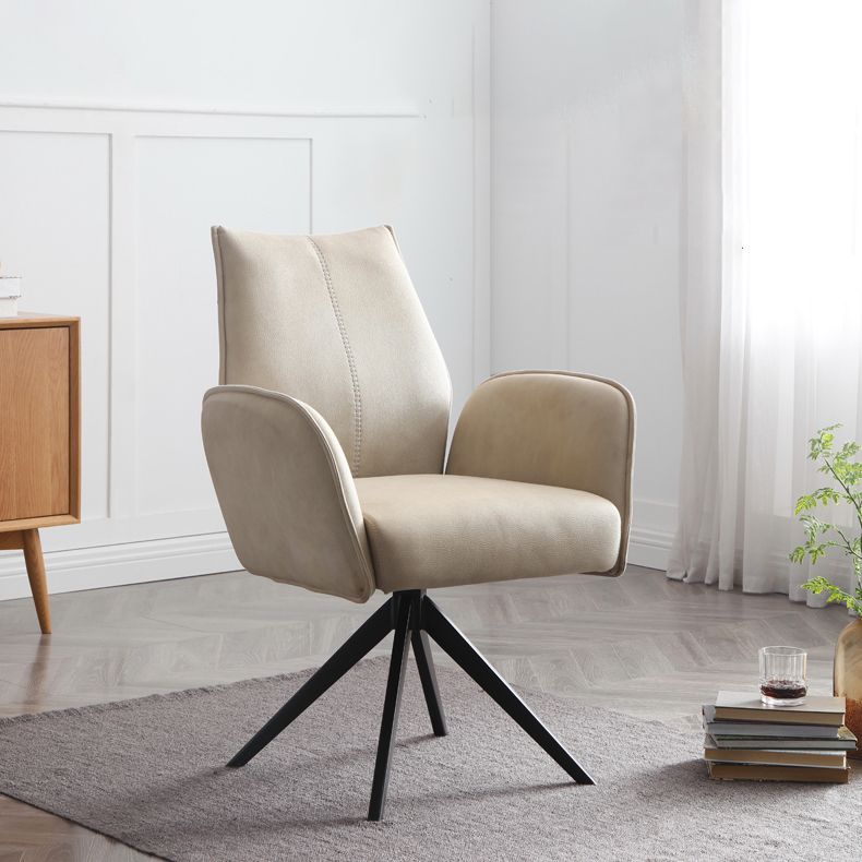 Sillas de comedor de piel sintética de diseño contemporáneo, sillas laterales con brazo trasero sólido para el hogar