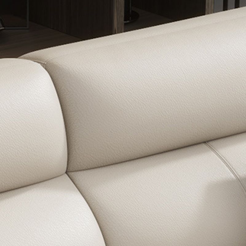 Contemporary Faux Leather Stationary Living Room Recessed Arm Sofa Chaise