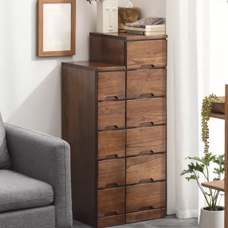 44" Tall Wooden 6-Drawer Accent Chest Square Top without Handle Cabinet