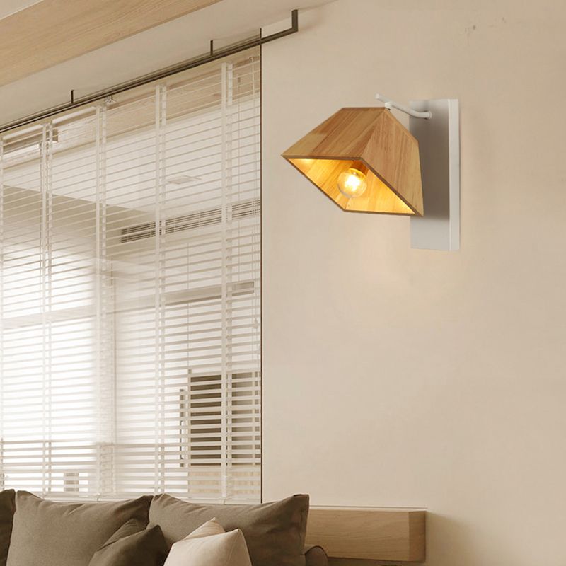 Balcón de sombra trapezoide Dormitorio de dormitorio Lámpara de pared moderna de madera giratoria en beige