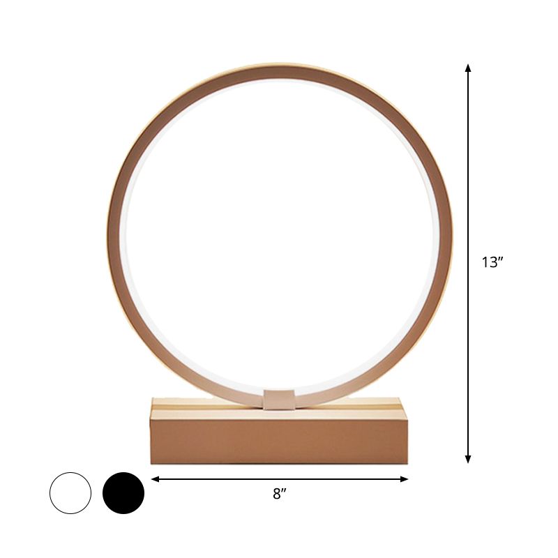 Lámpara de tarea LED contemporánea Lámpara de mesa redonda blanca/negra con tono acrílico, luz cálida/blanca