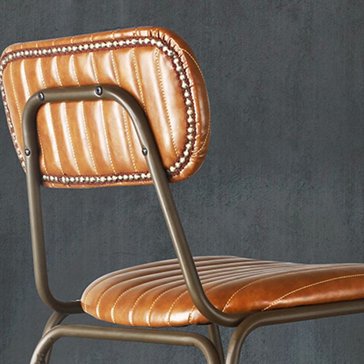 Industrial Leather Distressed Quilted Barstool Indoor Tall Stool with Rectangle Seat