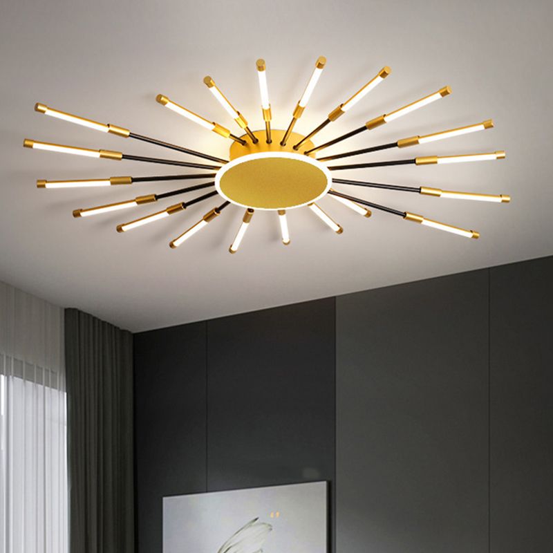 Gold Sputnik Semi Mount Lighting Minimalist LED Aluminum Ceiling Lamp in Warm/White Light, 23.5"/39" W