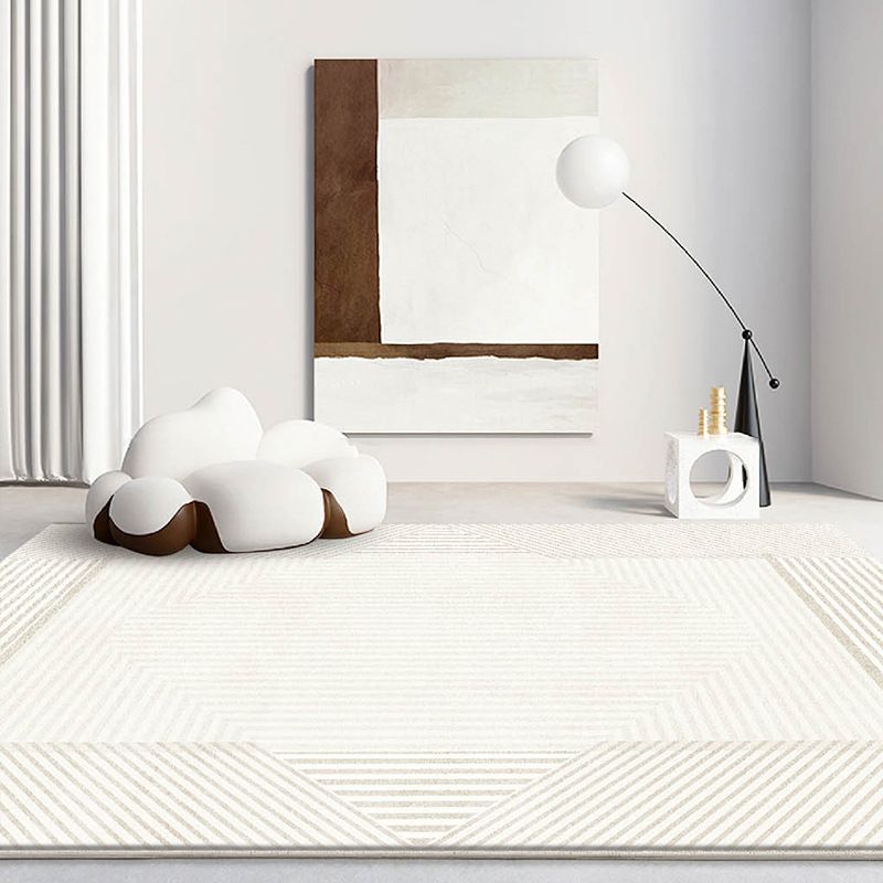 Apricot Line Rug Polyester Modern Rug Washable Rug for Living Room