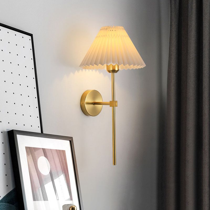 Modernist Wall Sconce Tapered Fabric Sconce Lighting for Bedroom