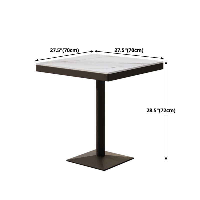 Metal Industrial Square Dining Table Sintered Stone Top Table with Pedestal