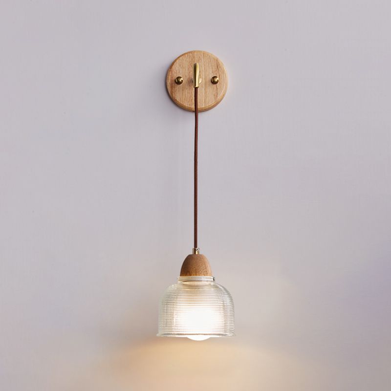 Modern Wooden Wall Mount Light 1-Light Wall Light for Living Room