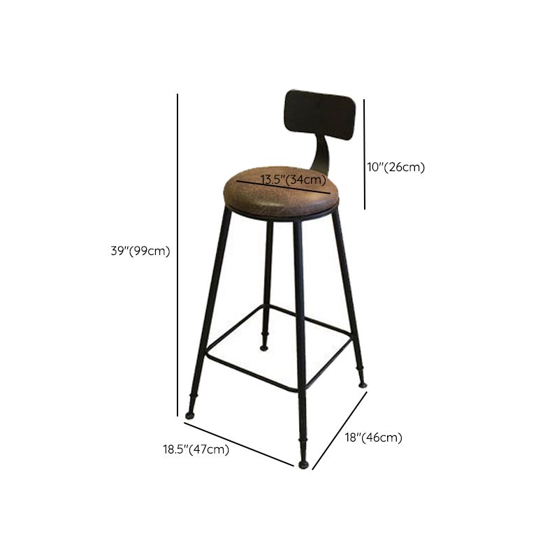 Industrial Style Metal Bar Stool Armless Bar Stool with Black Base