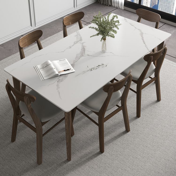Modern 1/4/5/7 Pieces Furniture Stone Rectangle Dining Table Set in White