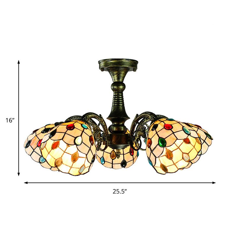 Buntglas Tiffany Style Blatt/Pfauen Schwanz/Blütenheize Beleuchtung 3/5 Lichter hängen Deckenlicht in antiker Bronze