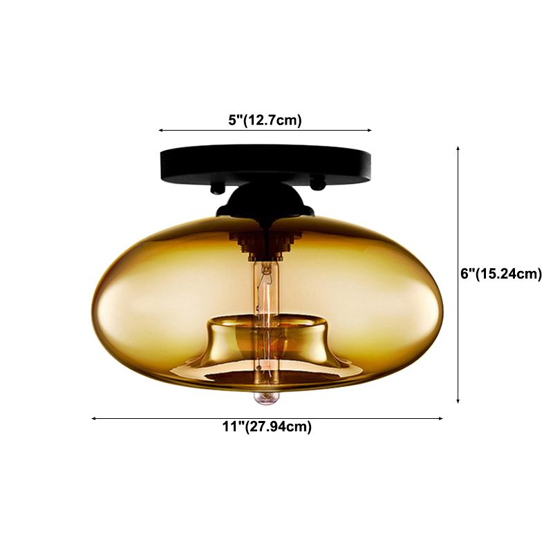 Urn Shape Ceiling Lamp Modern Simple Style Iron 1 Light Flush Mount with Glass Lampshade for Aisle