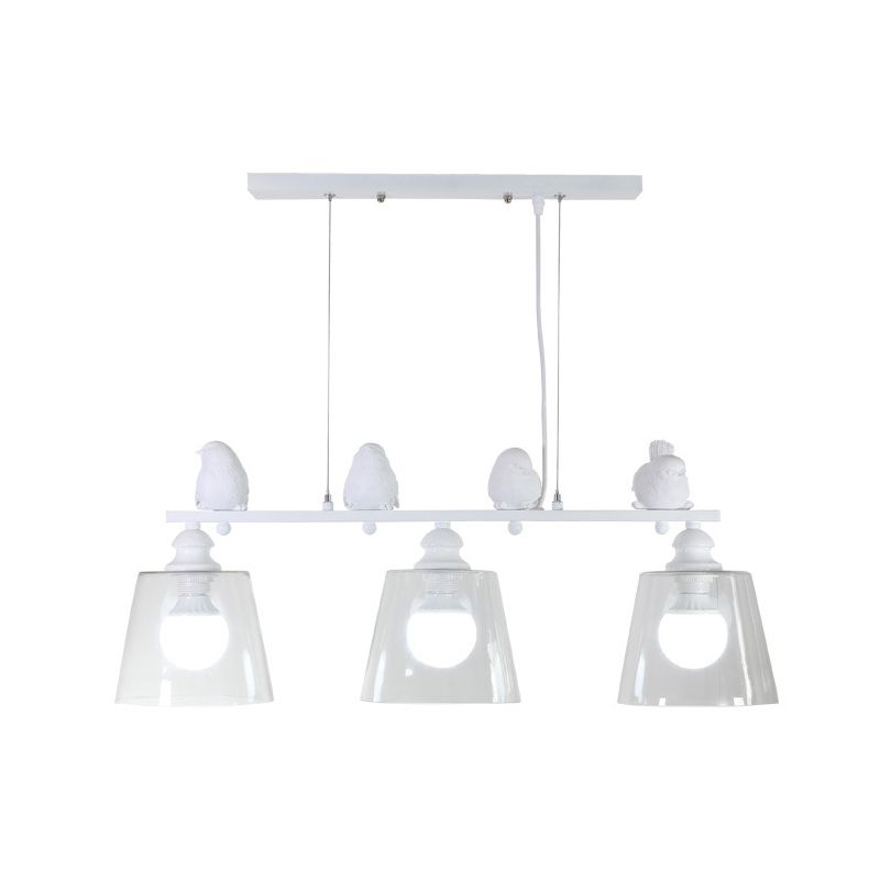 Diseño moderno de iluminación de la isla blanca de 3 luces con sombra de vidrio transparente