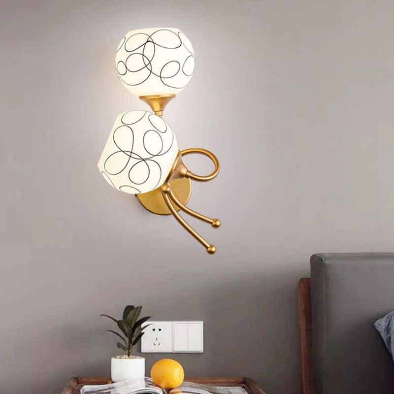 Glass Globe Sconce Light Fixture Modern 2-Light Wall Light for Bedroom