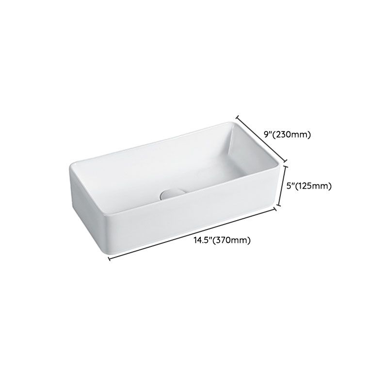 Modern Vessel Bathroom Sink Porcelain with Pop-Up Drain Vessel Sink without Faucet