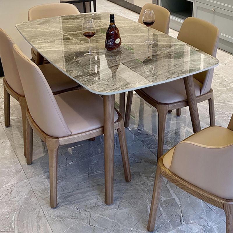 Modern Rectangle Stone Table Standard Height Table Dining Table with 4 Legs