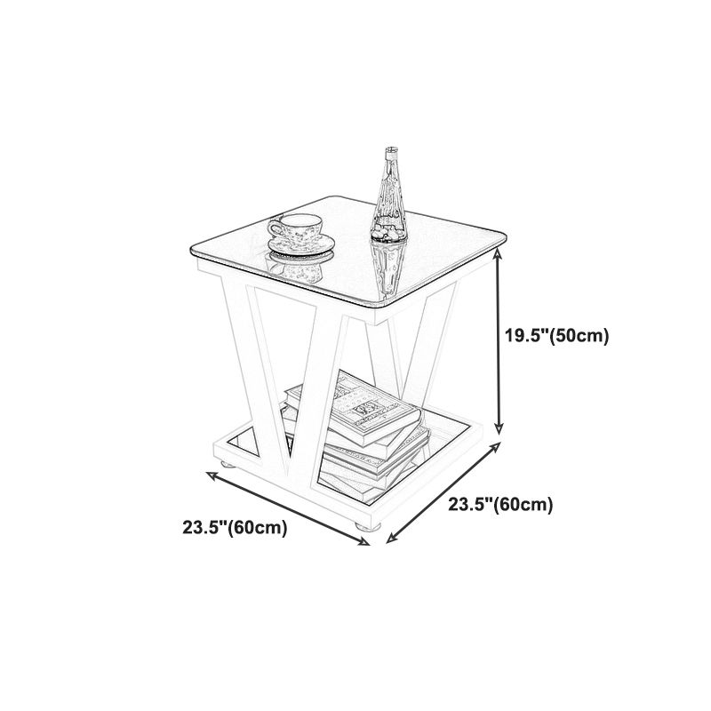 Modern Metal Frame 1 Coffee Table Black/White Square Glass Top Table