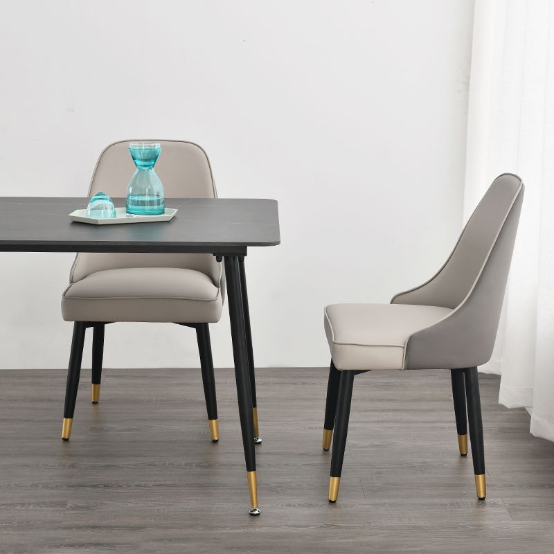Metal de estilo nórdico que cena la tela tapizada silla sin brazos que cena la silla lateral
