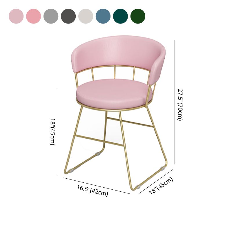 Nordic Glam Dining Chairs Armless Windsor Back Side Chairs for Kitchen with Metal Legs