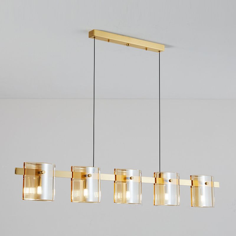 Estilo contemporáneo Drum Shape Lights Iluminación de la isla de vidrio para el comedor