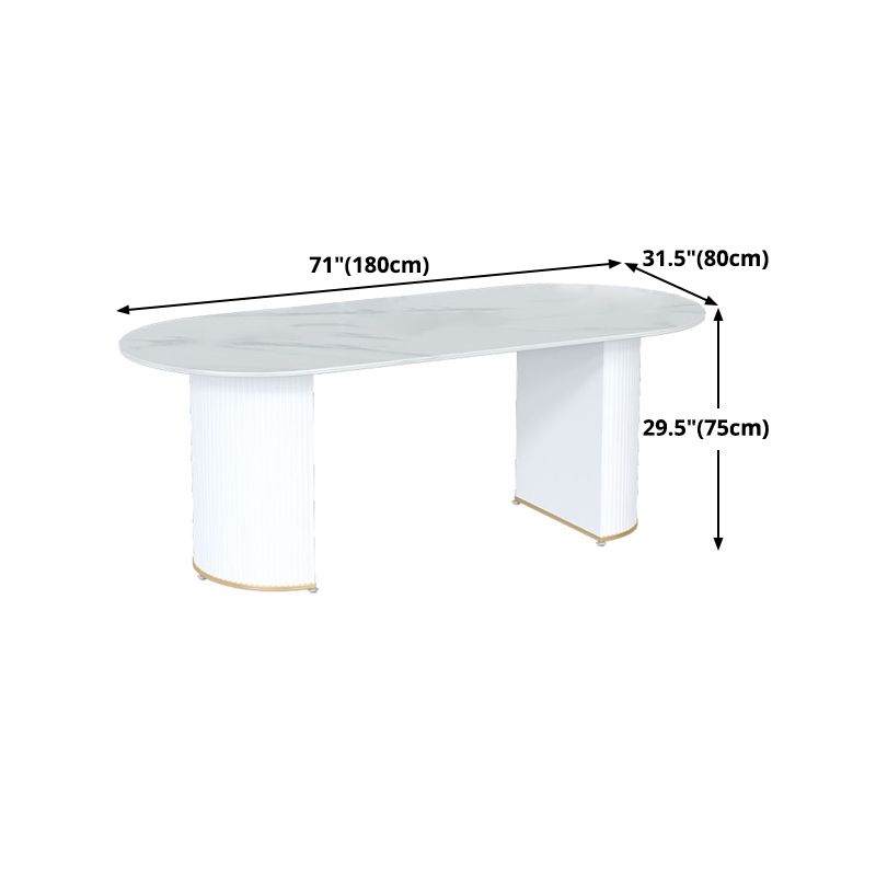 Metal Modern Oval Dining Table Sintered Stone Indoor Table for Dining Room and Kitchen