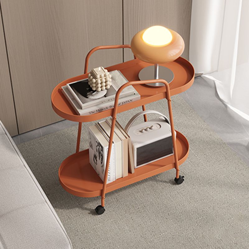 25.19" Tall 4 Legs Side Table with Metal Shelves Oval End Table Stand