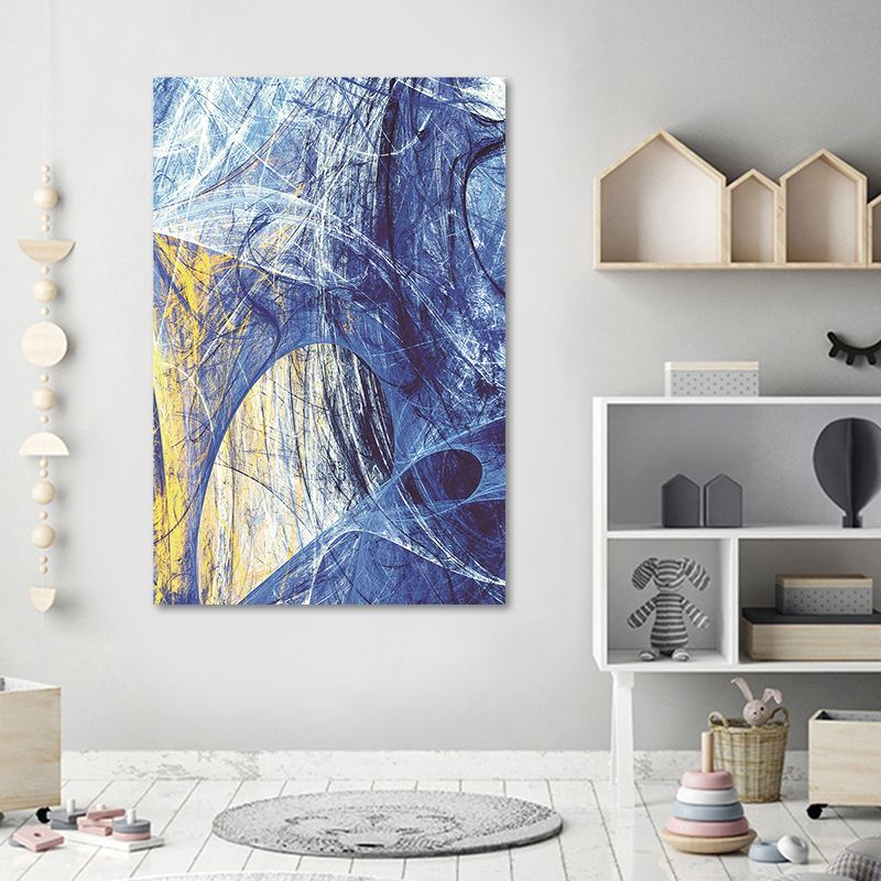 Modern Style Canvas Blue Abstract Pattern Wall Art Decor, Multiple Sizes Options