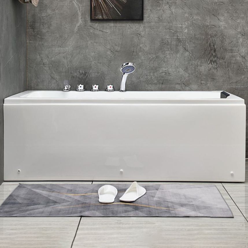 Flat Bottom Soaking Bathtub Antique Finish Rectangular Modern Tub
