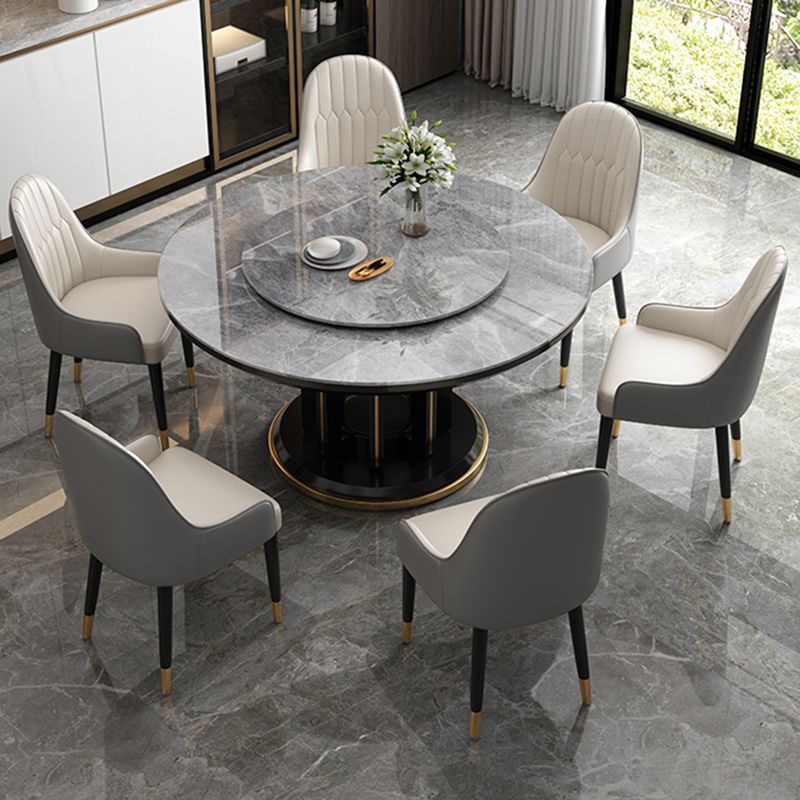 Modern Simple Dining Table Round Dinner Table with Rubberwood Base for Dining Room